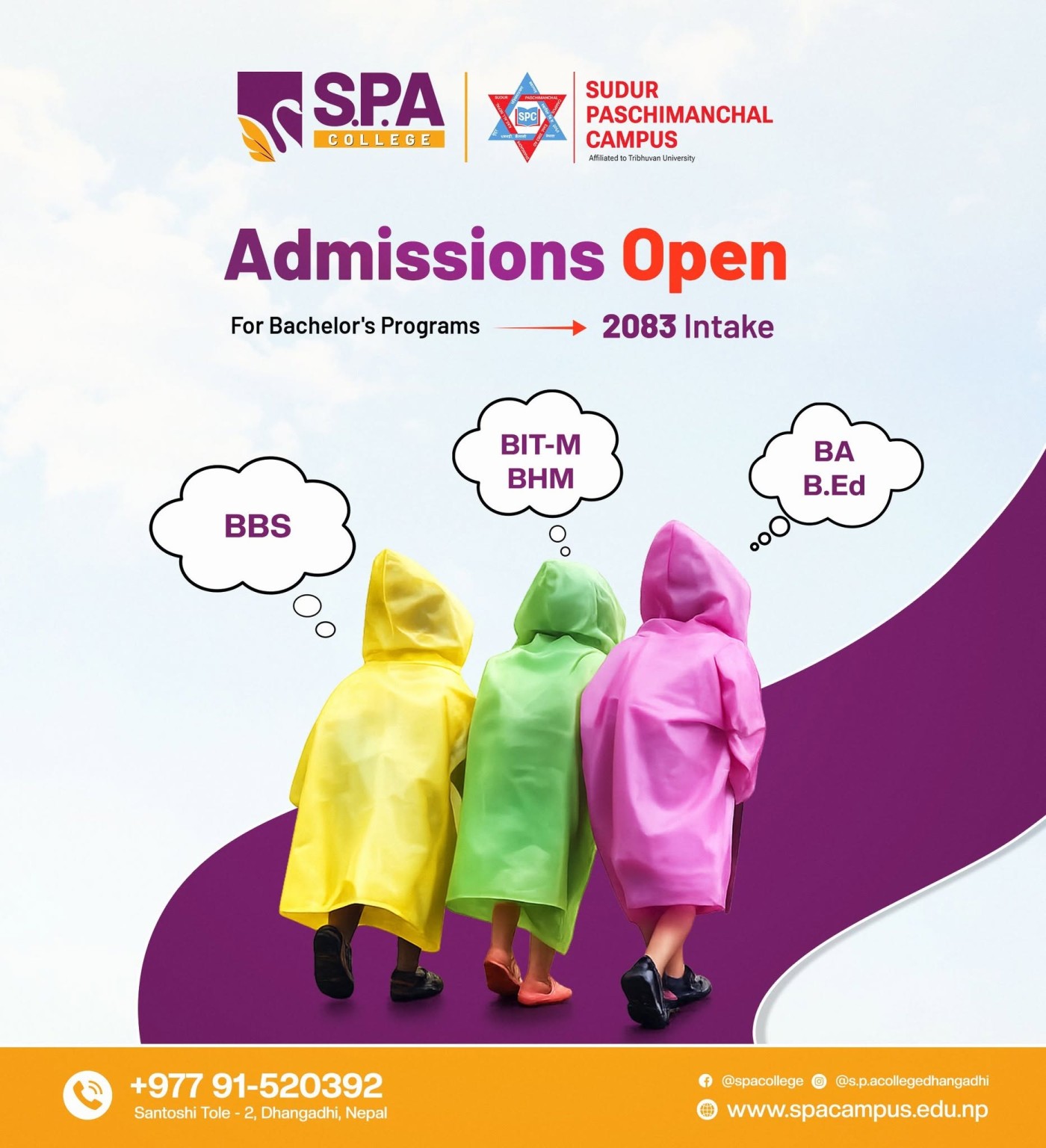 Admission Opens for Undergraduate programs at SPC ( BBS, BA, B.ED. BHM, BITM)